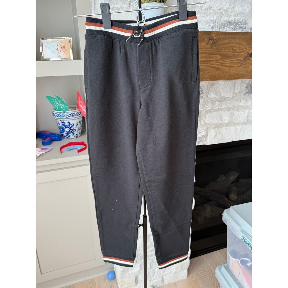 Janie and Jack Boys Black The Stripe French Terry Joggers Size 8